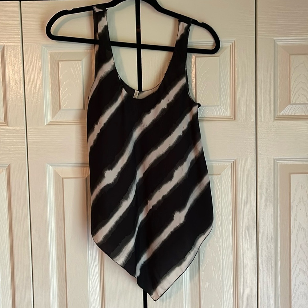 Black and white silky tank